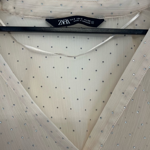 Zara Oversized Rhinestone Semi Sheer Blouse - Picture 3 of 9